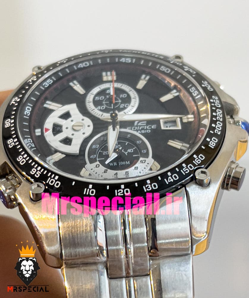 ساعت کاسیو ادیفایس مردانه استیل کرنوگراف صفحه مشکی Casio Edifice 020901 — تصویر ۵