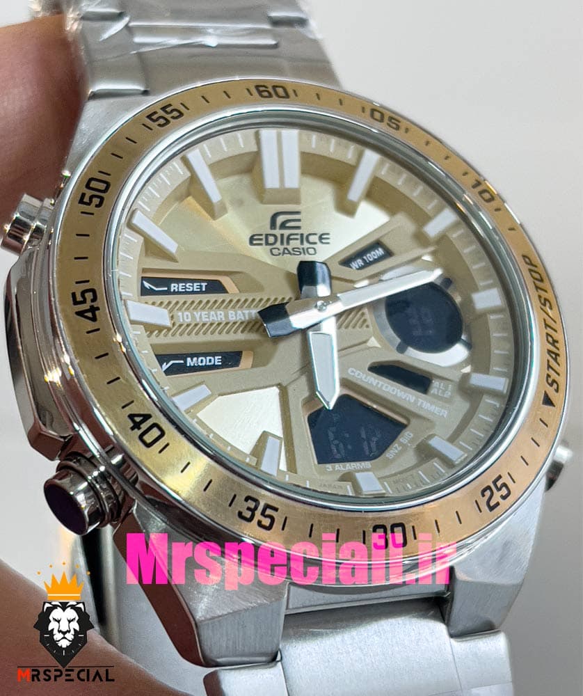 ساعت کاسیو ادیفایس مردانه استیل کرنوگراف صفحه طلایی Casio Edifice 020900 — تصویر ۴