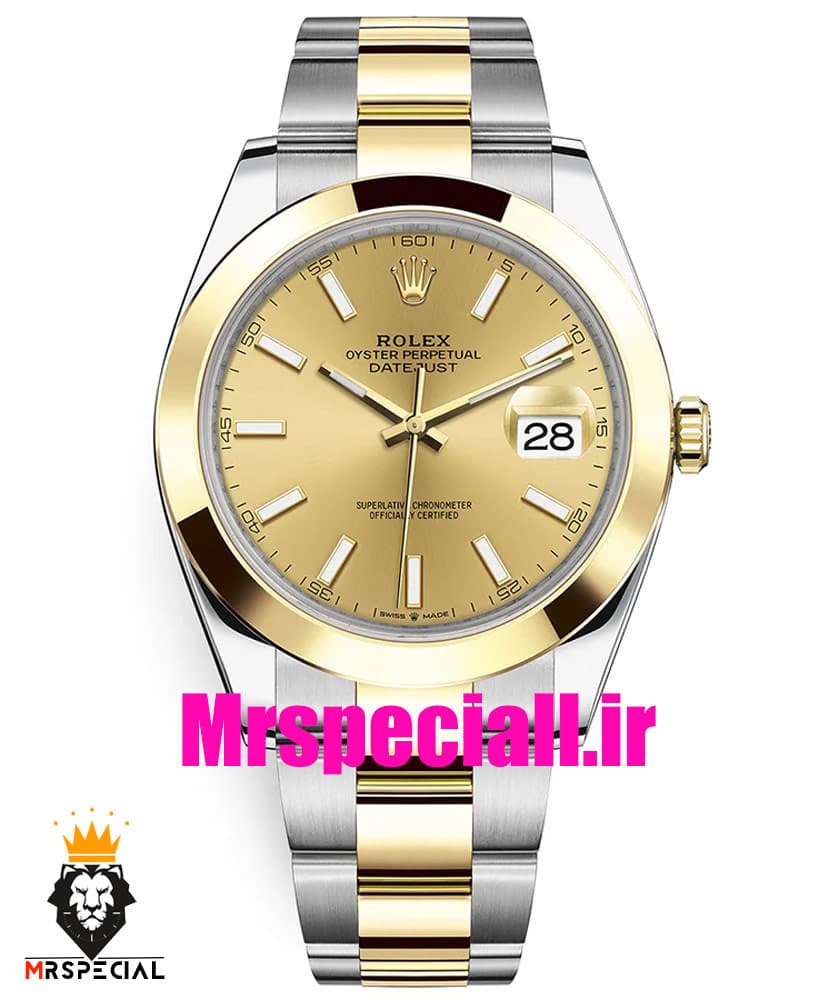 ساعت رولکس مردانه مدل دیت جاست اتوماتیک دورنگ طلایی صفحه طلایی 020893 ROLEX DATEJUST