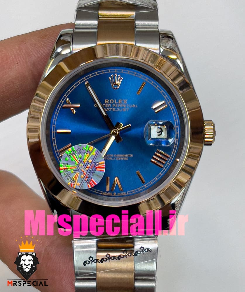ساعت رولکس مردانه مدل دیت جاست اتوماتیک دورنگ رزگلد صفحه ابی 020887 ROLEX DATEJUST — تصویر ۱۱