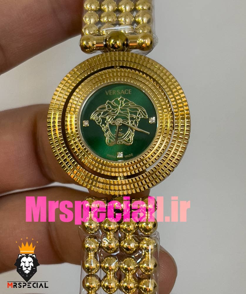 ساعت ورساچه زنانه کوارتز طلایی صفحه سبز قاب متحرک 020886 VERSACE — تصویر ۹