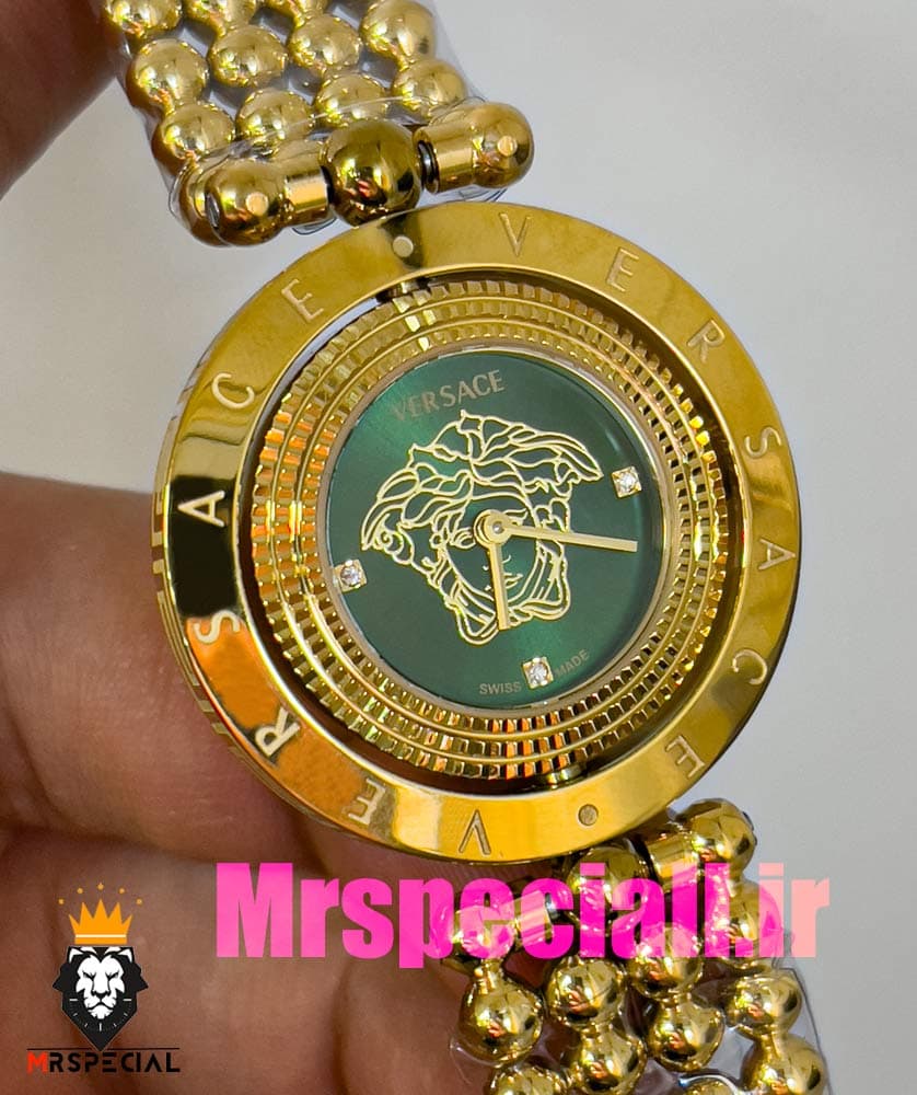 ساعت ورساچه زنانه کوارتز طلایی صفحه سبز قاب متحرک 020886 VERSACE — تصویر ۱۱
