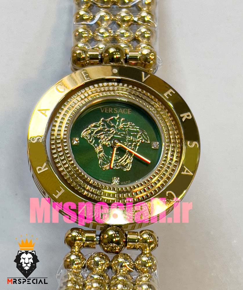 ساعت ورساچه زنانه کوارتز طلایی صفحه سبز قاب متحرک 020886 VERSACE — تصویر ۶