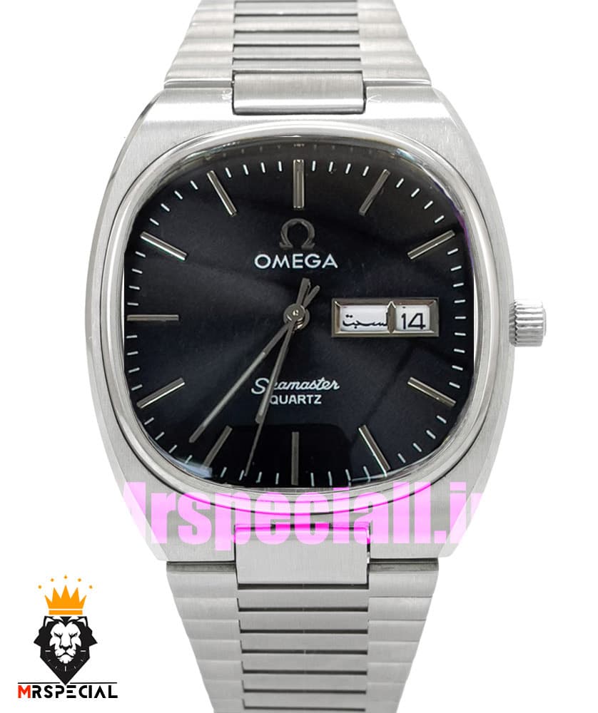 ساعت امگا سیمستر کوارتز استیل صفحه مشکی OMEGA SEAMASTER 020871