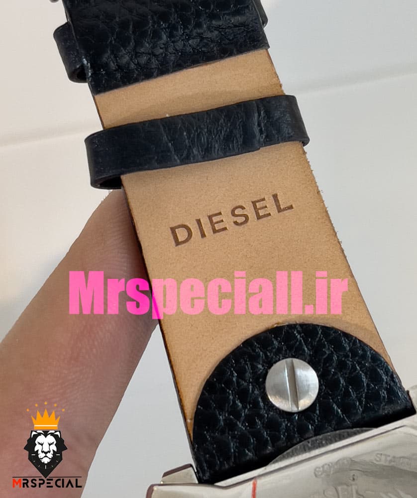ساعت دیزل مردانه کنتوری چهارگوش بند چرم صفحه مشکی Diesel 020854 — تصویر ۹