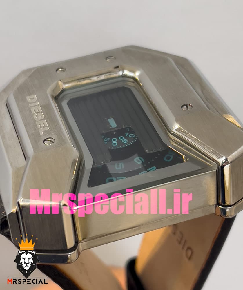 ساعت دیزل مردانه کنتوری چهارگوش بند چرم صفحه مشکی Diesel 020854 — تصویر ۶