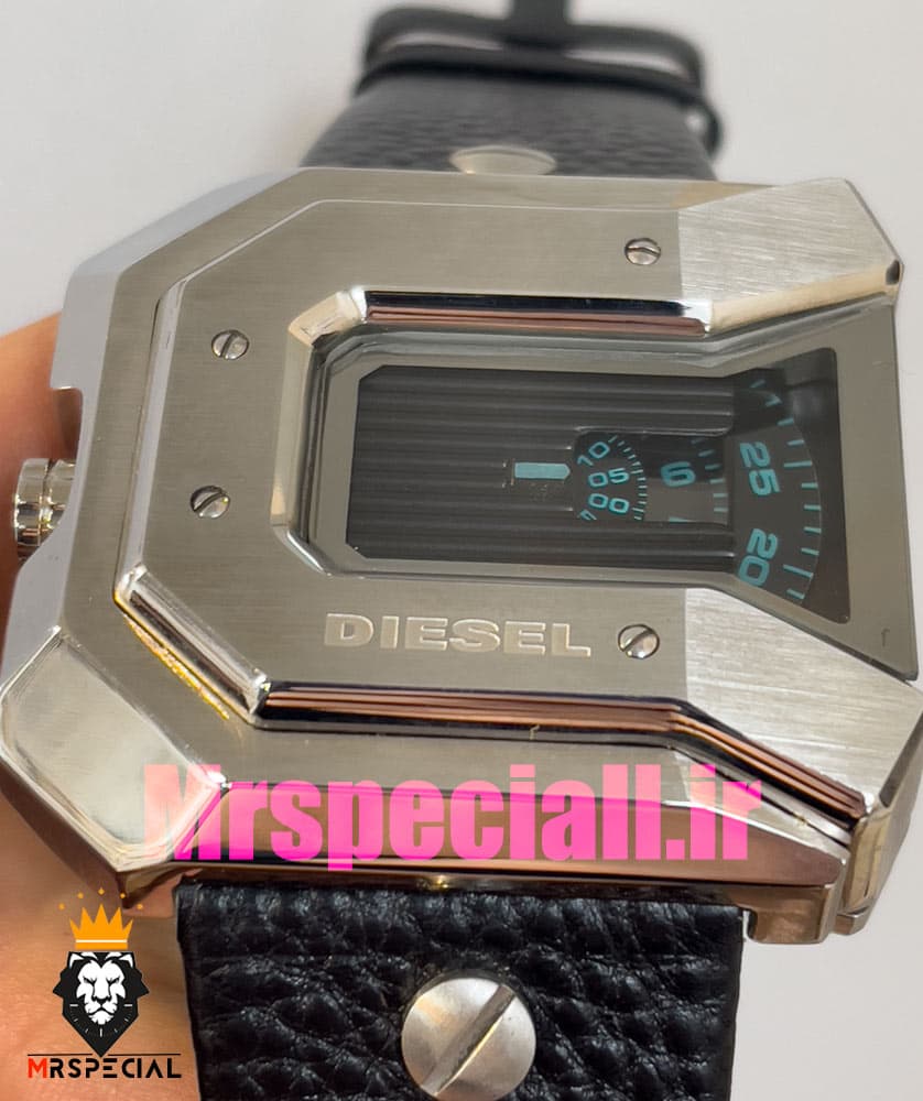 ساعت دیزل مردانه کنتوری چهارگوش بند چرم صفحه مشکی Diesel 020854 — تصویر ۵