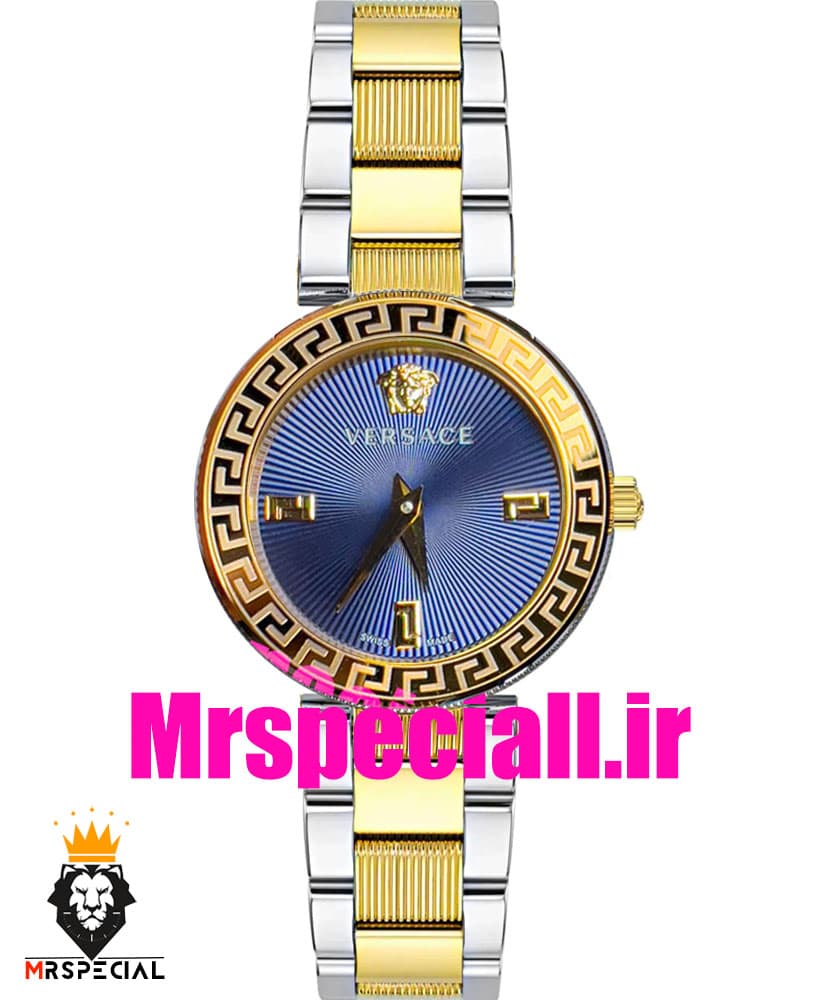 ساعت ورساچه زنانه کوارتز دورنگ طلایی صفحه ابی 020844 VERSACE — تصویر ۲