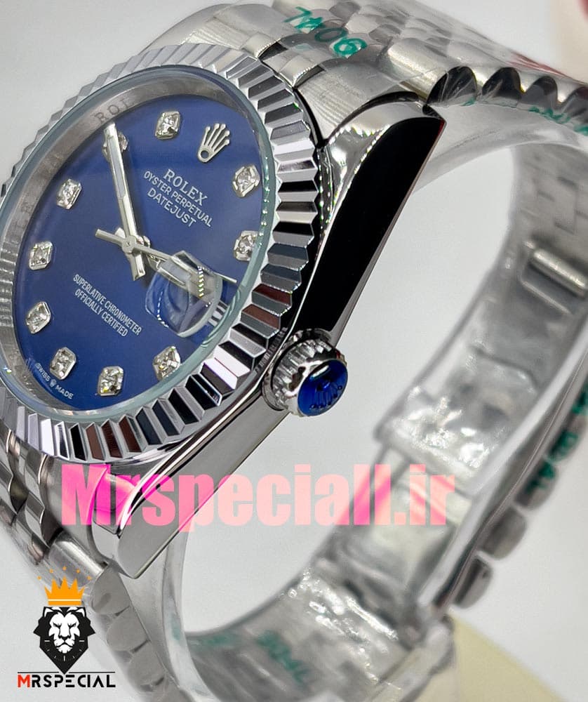ساعت مردانه رولکس دیت جاست کوارتز استیل صفحه ابی 020835 ROLEX DATEJUST — تصویر ۵