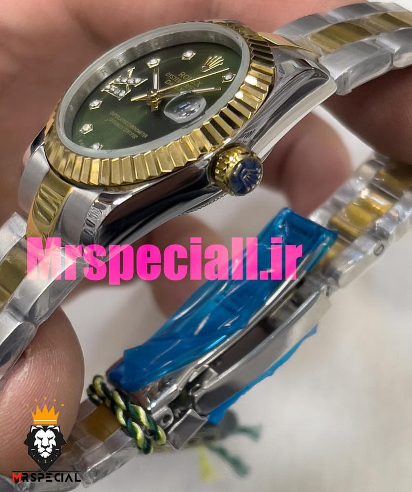ساعت زنانه رولکس دیت جاست اتوماتیک دورنگ طلایی صفحه سبز 020828 ROLEX DATEJUST — تصویر ۶