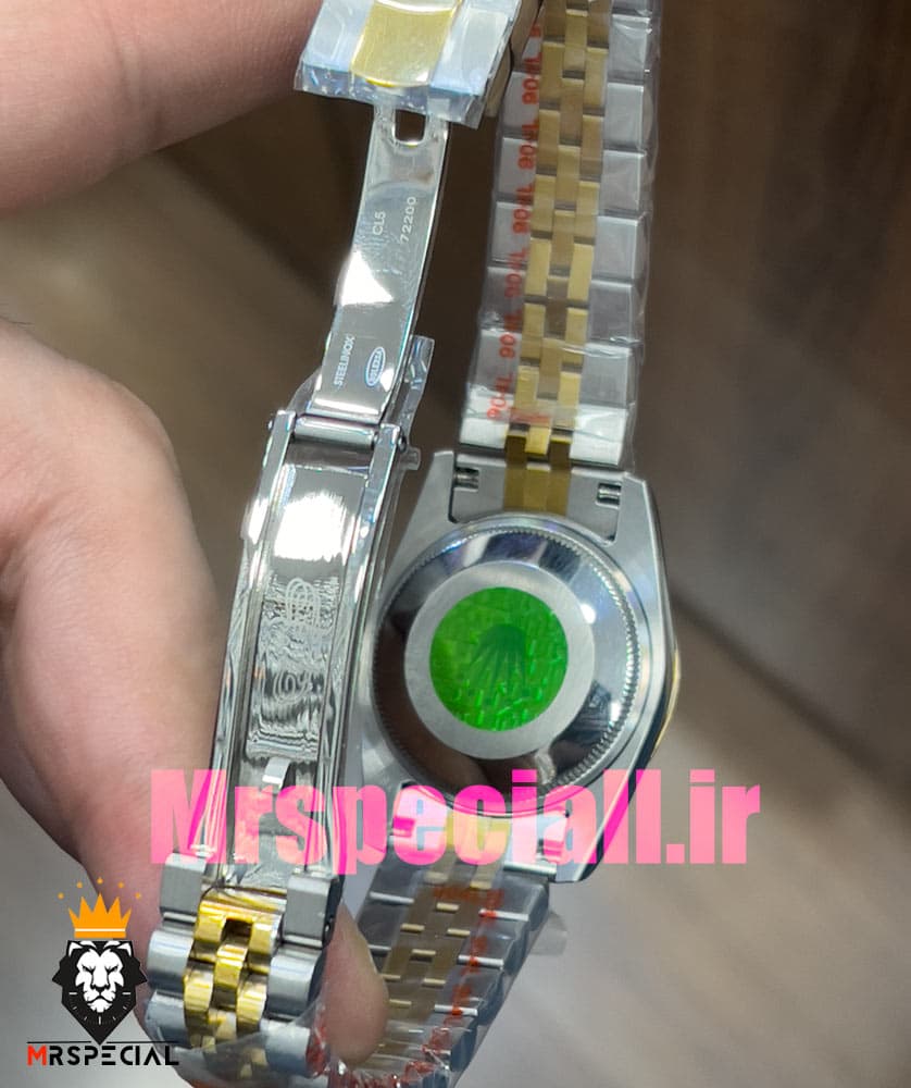 ساعت زنانه رولکس دیت جاست اتوماتیک دورنگ طلایی صفحه سفید صدف 020826 ROLEX DATEJUST — تصویر ۱۱