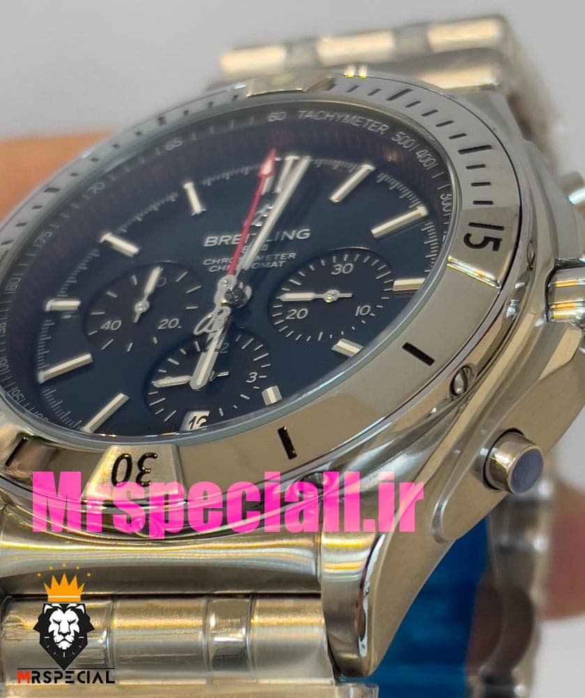 ساعت برایتلینگ مردانه بند استیل کرنوگراف صفحه ابی BREITLING chronomat 020822 — تصویر ۱۲