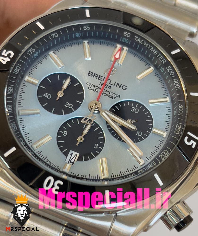 ساعت برایتلینگ مردانه بند استیل کرنوگراف صفحه ابی BREITLING chronomat 020819 — تصویر ۱۲