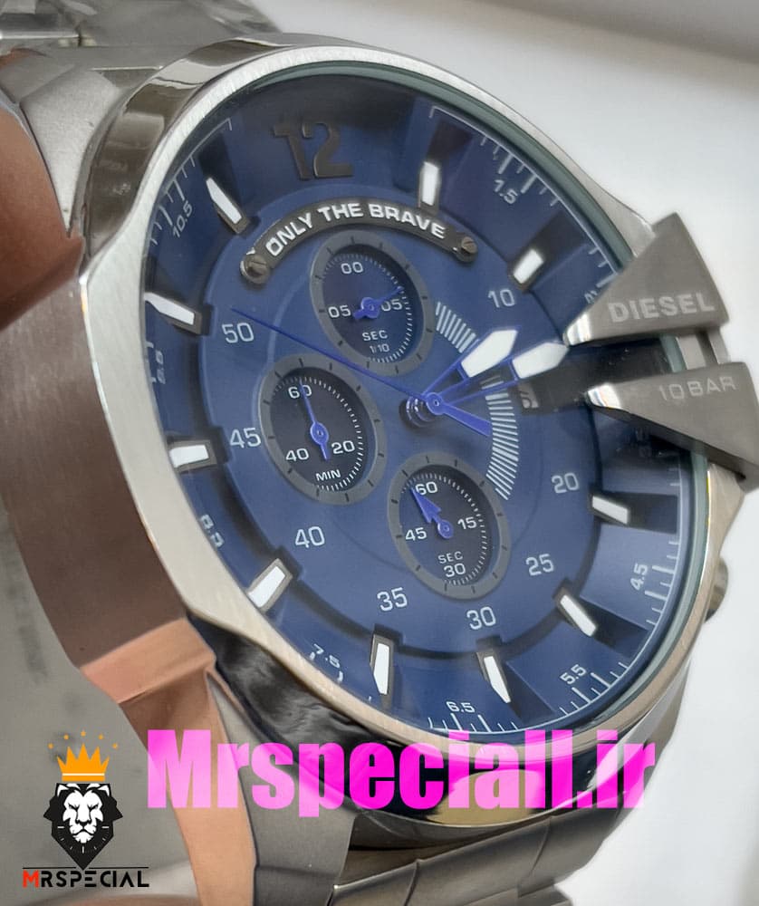ساعت دیزل شاخدار مردانه استیل کرنوگراف صفحه سورمه ای Diesel 020809 — تصویر ۱۰