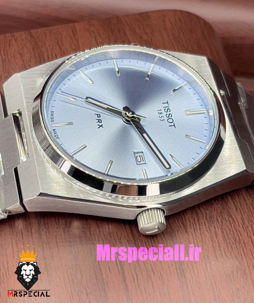 ساعت تیسوت مدل پی ار ایکس مردانه کوارتز استیل صفحه ابی 020796 TISSOT PRX — تصویر ۴