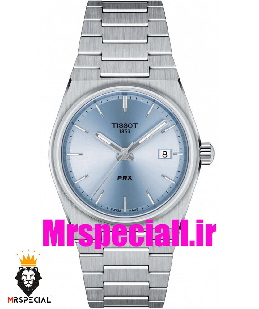 ساعت تیسوت مدل پی ار ایکس مردانه کوارتز استیل صفحه ابی 020796 TISSOT PRX — تصویر ۲