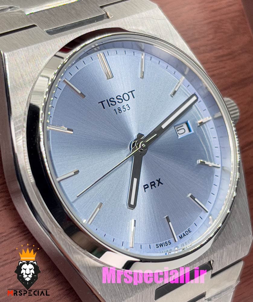 ساعت تیسوت مدل پی ار ایکس مردانه کوارتز استیل صفحه ابی 020796 TISSOT PRX — تصویر ۵