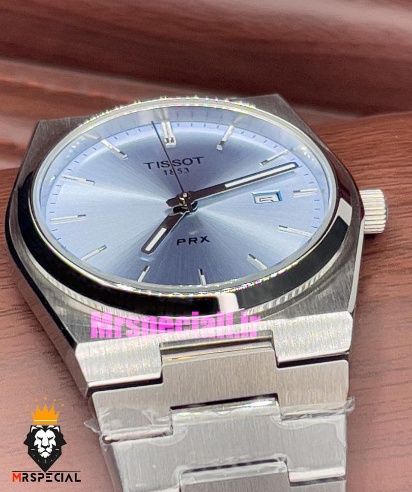 ساعت تیسوت مدل پی ار ایکس مردانه کوارتز استیل صفحه ابی 020796 TISSOT PRX — تصویر ۶
