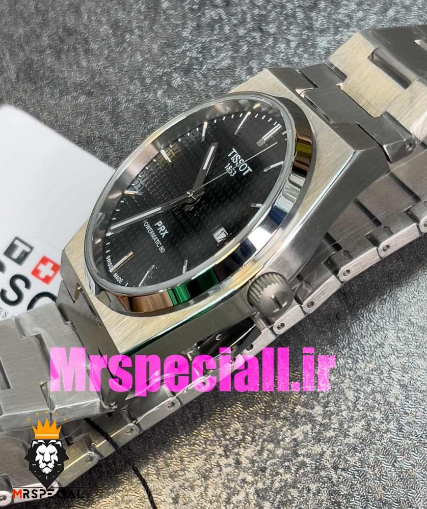 ساعت تیسوت مدل پی ار ایکس مردانه کوارتز استیل صفحه مشکی 020793 TISSOT PRX — تصویر ۶