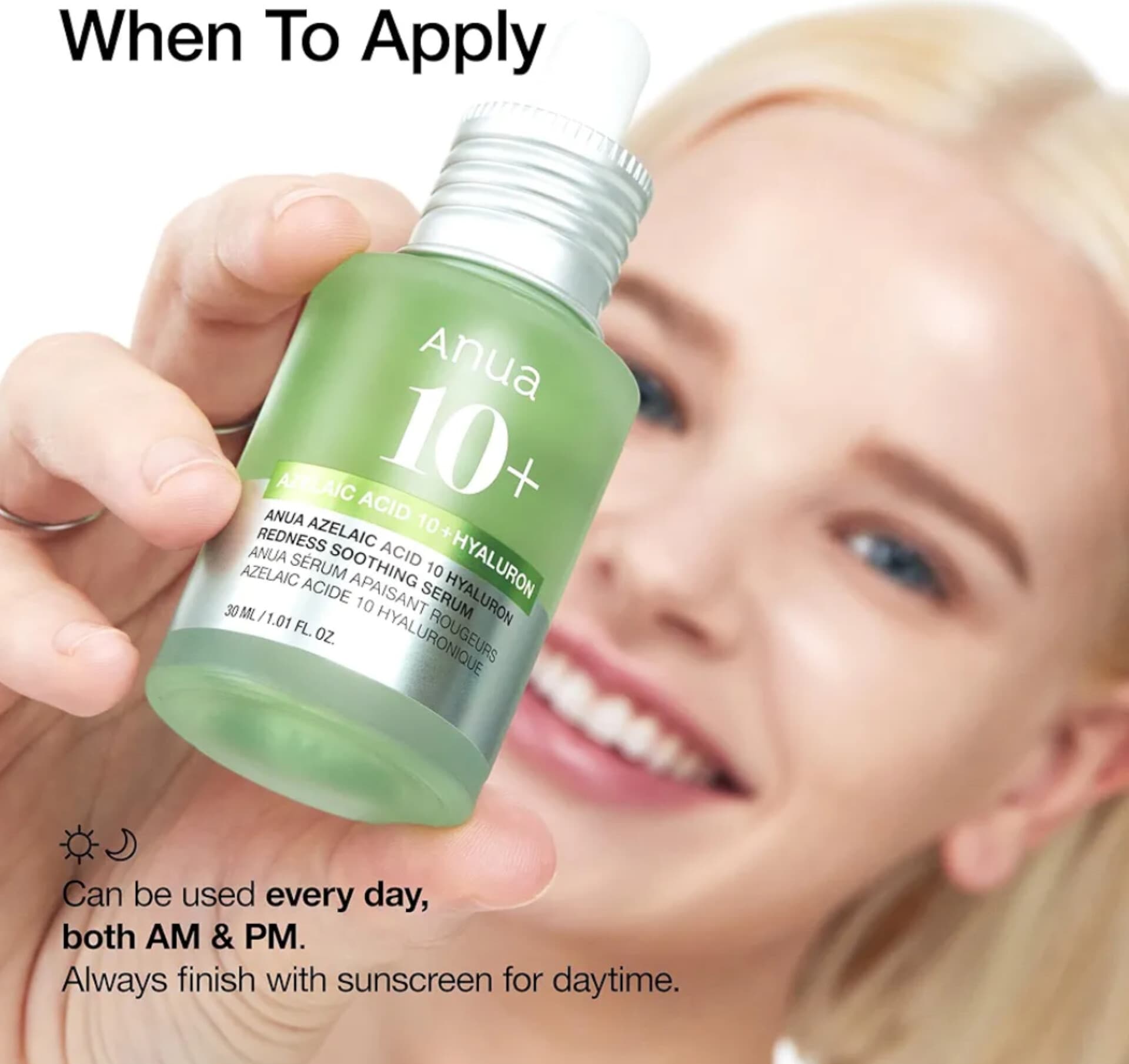 سرم آزلائیک اسید ۱۰ ٪ هیالورون آنوا اصل | Anua Azelaic Acid 10% + Hyaluron Redness Soothing Serum 30ml — تصویر ۳