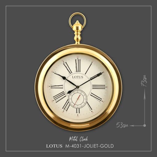 ساعت دیواری فلزی لوتوس مدل JOLIET کد M 4031 رنگgold — تصویر ۴