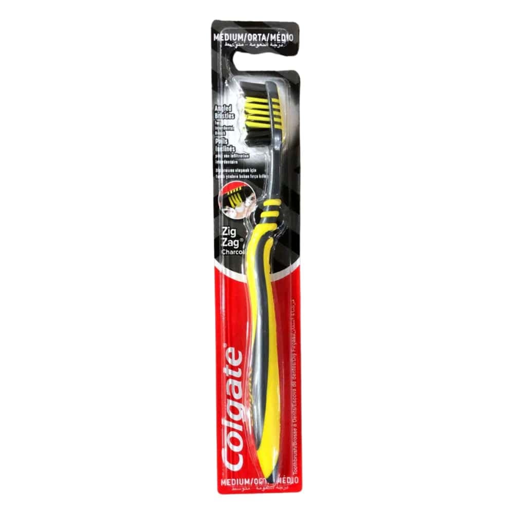 مسواک کلگیت COLGATE ذغالی اصل مدل ZigZag با برس مدیوم — تصویر ۲