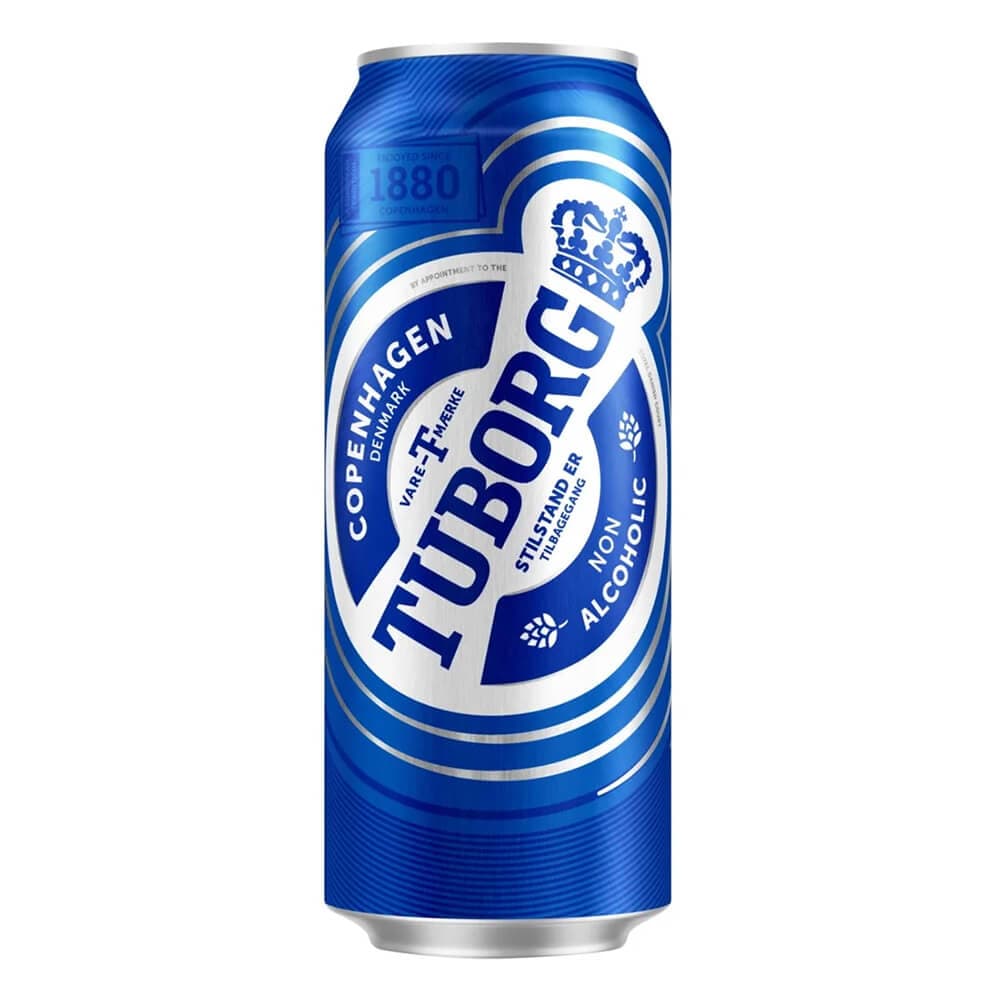 آبجو توبورگ TUBORG قوطی بدون الکل اصل دانمارک حجم 450 میلی لیتر
