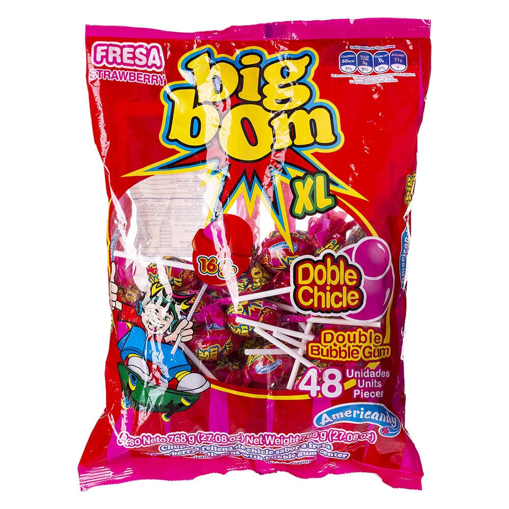 آبنبات چوبی بیگ بوم BIG BOOM مدل توت فرنگی بسته 48 عددی — تصویر ۲