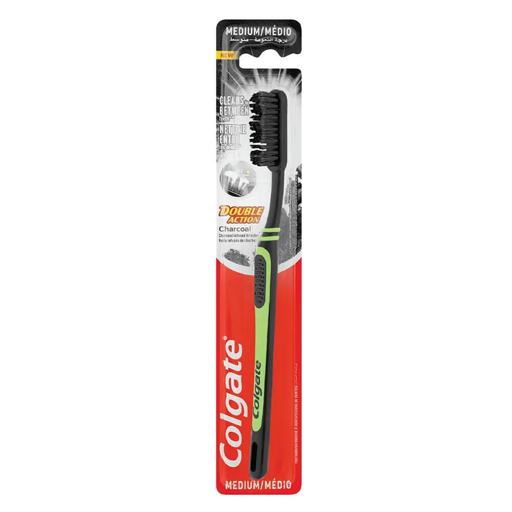 مسواک کلگیت COLGATE اصل ویتنام مدل ذغالی Double Action با برس مدیوم