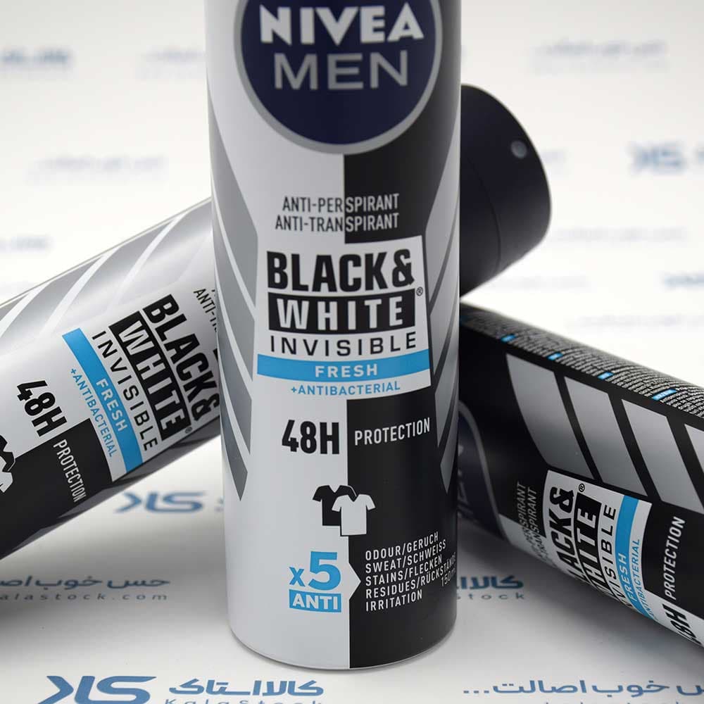 اسپری مردانه نیوآ NIVEA اصلی آلمانی مدل Black and White Invisible Fresh حجم 150 میلی لیتر — تصویر ۱۰