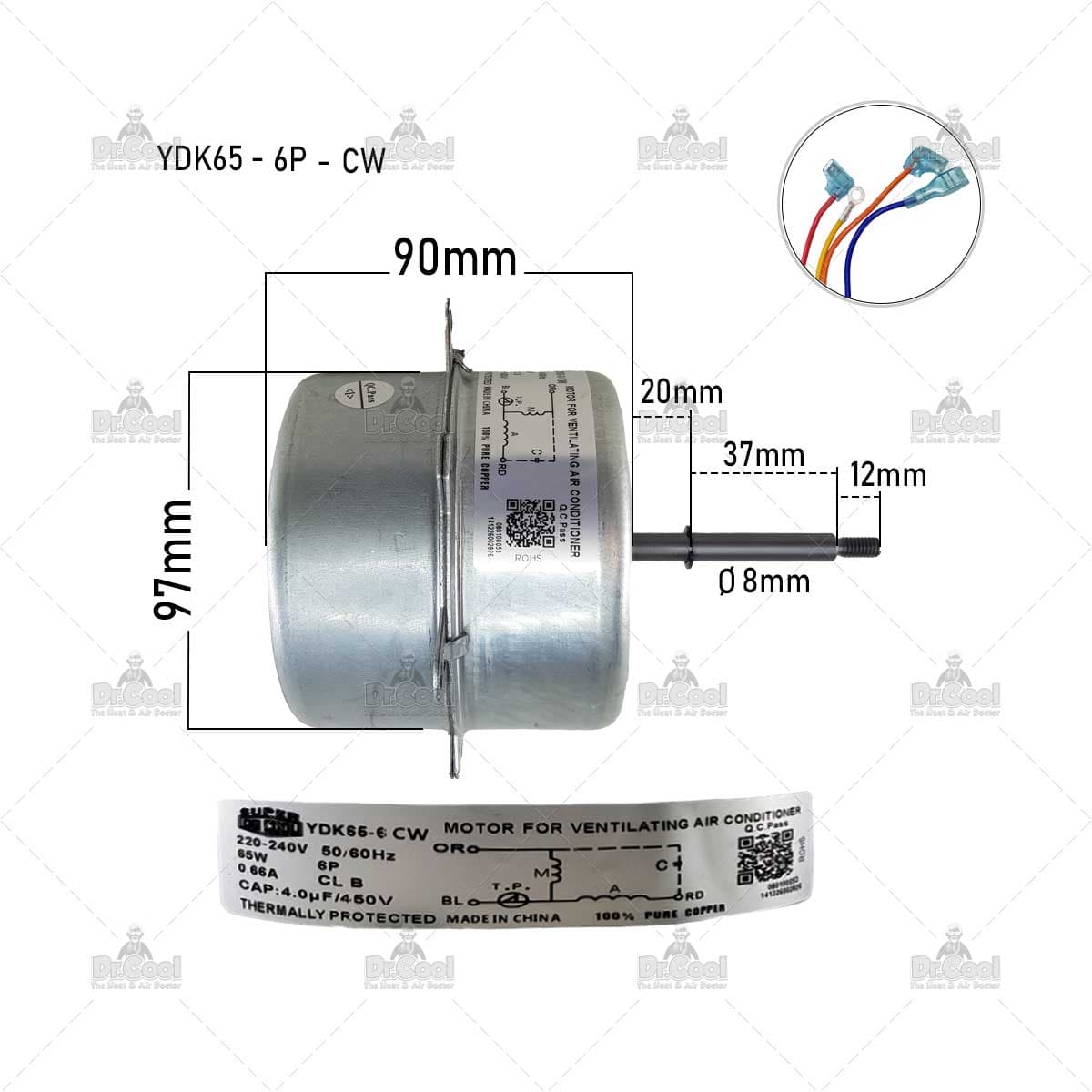 موتور فن کندانسور 12 هزار مدل YDK65-6-CW
