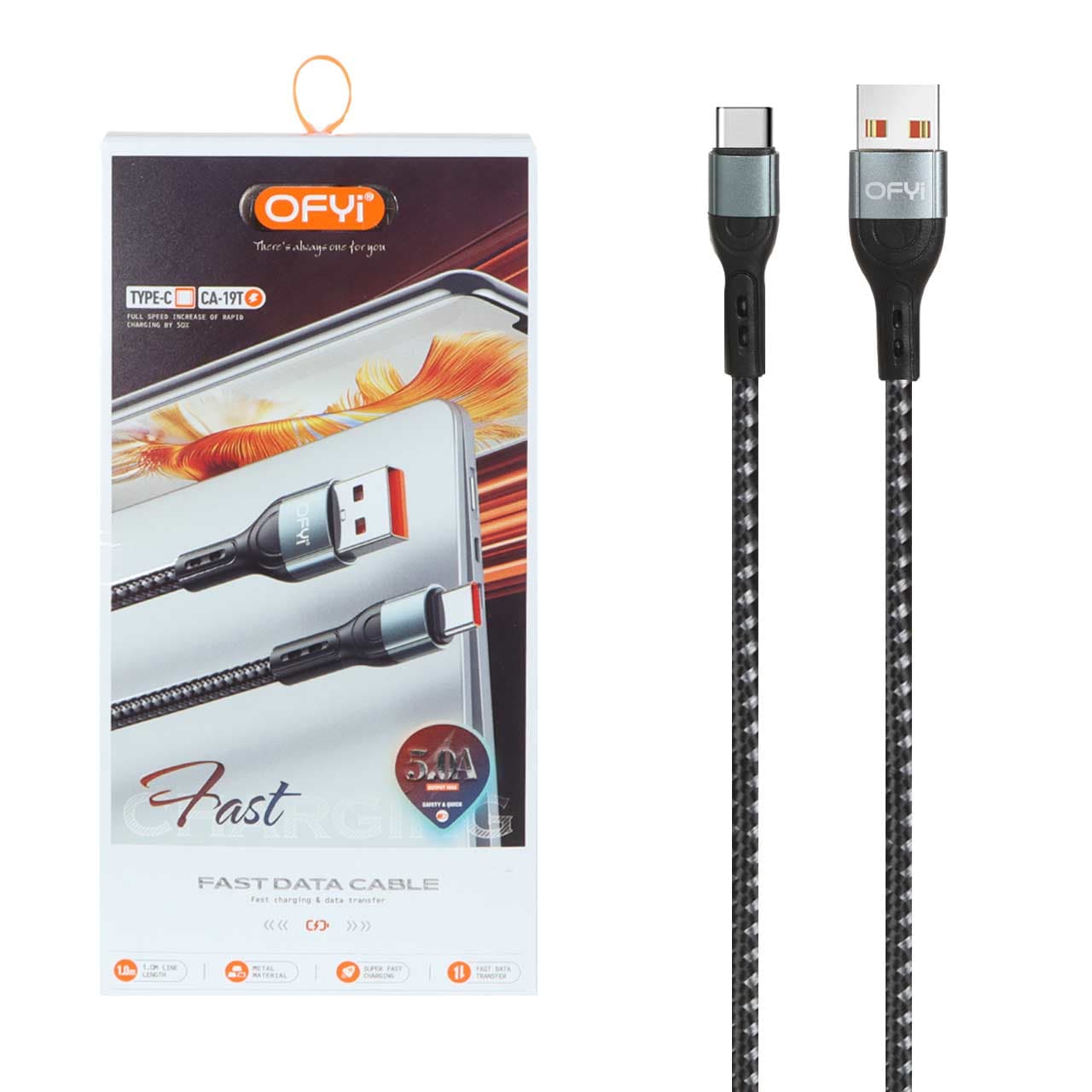 کابل شارژ فست Ofyi Type-C مدل CA-19T – مشکی