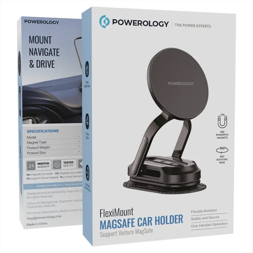 هلدر موبايل خودرو مگ سیف پاورولوژی Powerology FlexiMount MagSafe Car Holder — تصویر ۴