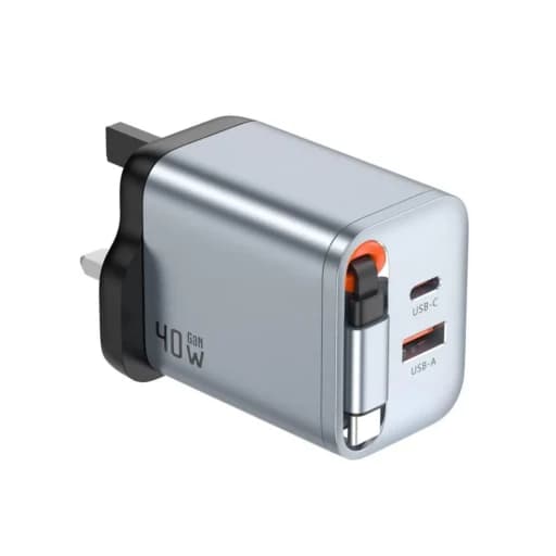 آداپتور شارژر 40 وات مدل بریتانیا Green Lion GaN Premium UK Plug Wall Charger 40W