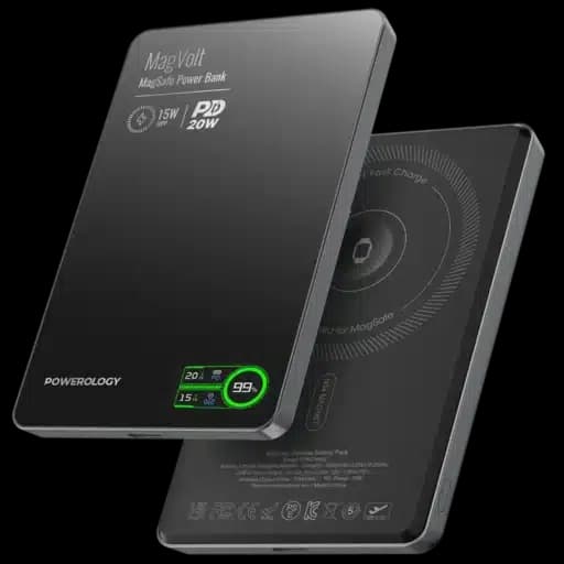 پاوربانک مغناطیسی 5000 میلی آمپری پاورولوژی Powerology MagVolt 5000mAh Magnetic Power Bank