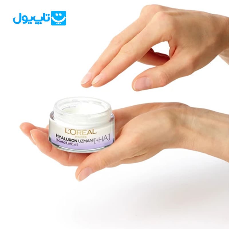 کرم شب آبرسان لورآل loreal مدل Hyaluron Uzmani ضد چروک حاوی هیالورونیک اسید حجم 50 میلی‌لیتر — تصویر ۵