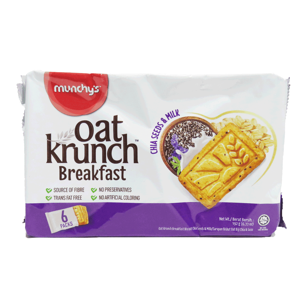 بیسکویت جو دوسر با شیر و دانه چیا اوت کرانچ ۶ بسته‌ ۳۲ گرمی | Oat Krunch Chia Seeds & Milk Biscuits 6 Packs (32g) — تصویر ۳