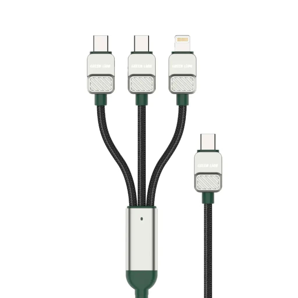 کابل شارژر چند کاره گرین لاین Green Lion 3-in-1 Cable Braided Type-C to C+C+L — تصویر ۴