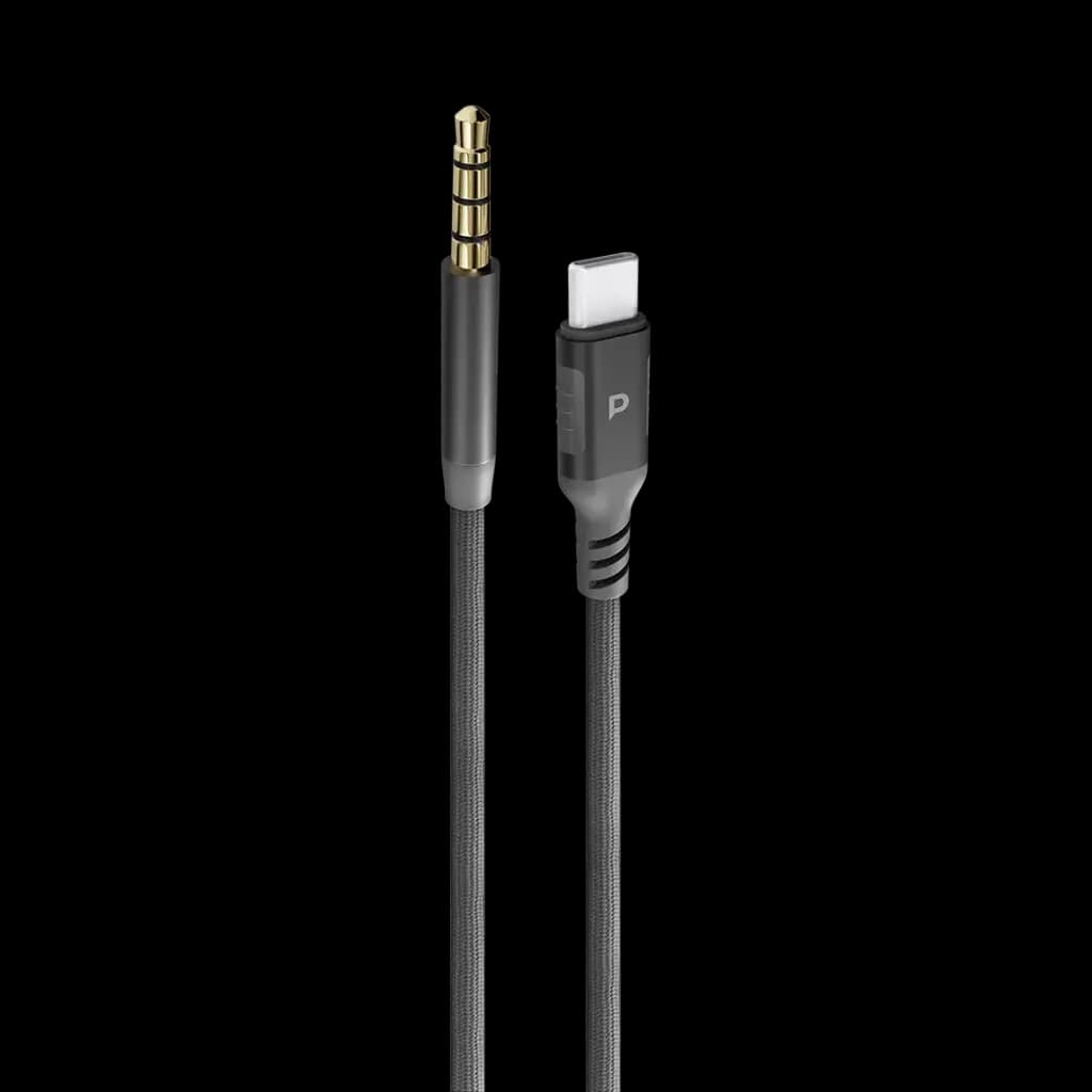 کابل TYPE-C به AUDIO پاورولوژی Powerology Power Sync Weave USB-C To 3.5mm Audio 1.2m Cable