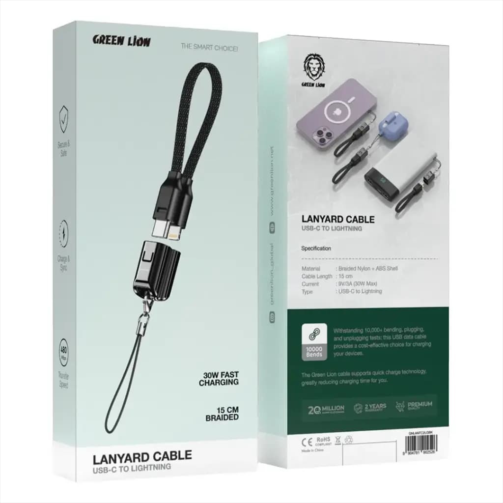 کابل تایپ سی به لایتنینگ Green Lion Lanyard Cable USB-C to Lightning 30W — تصویر ۳