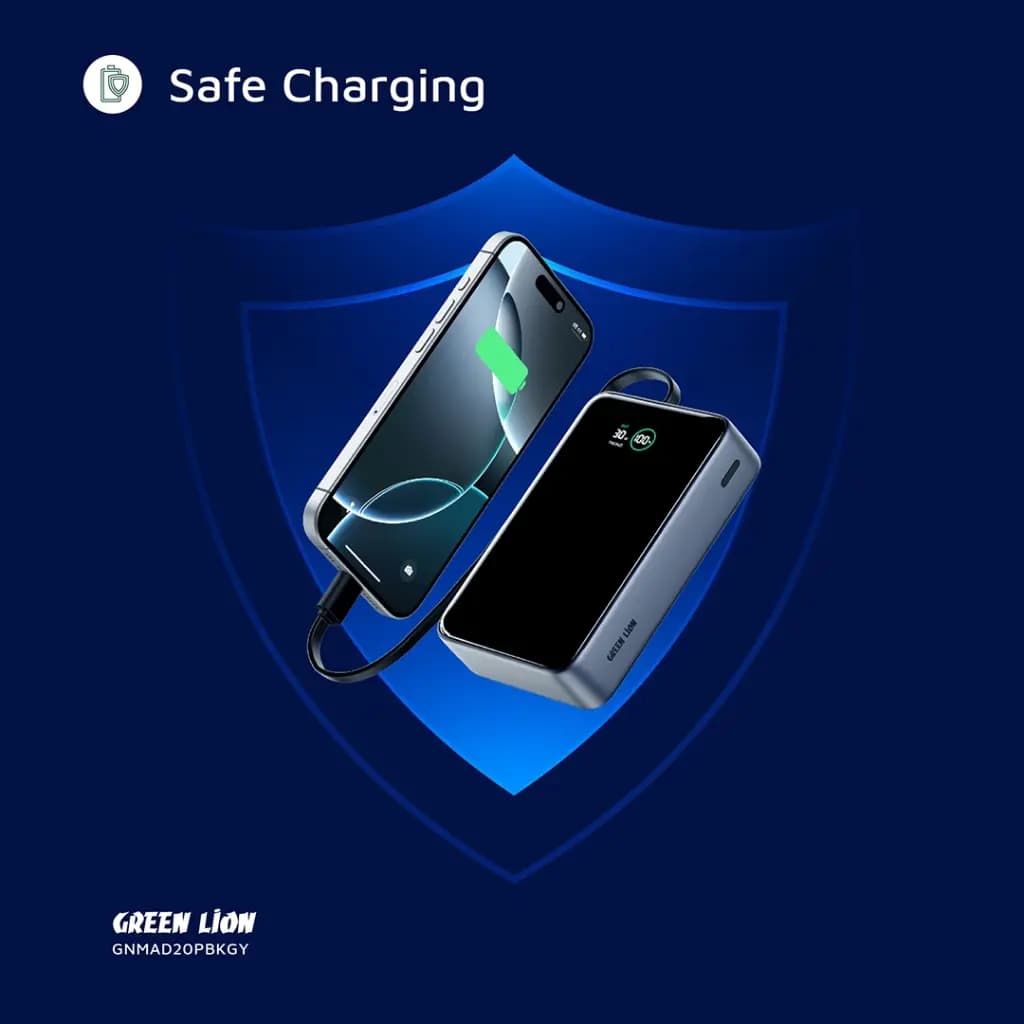 پاوربانک ۲۰۰۰۰ میلی آمپری گرین لاین Green Lion Madrid 20 Power Bank 20000mAh PD 35W — تصویر ۷