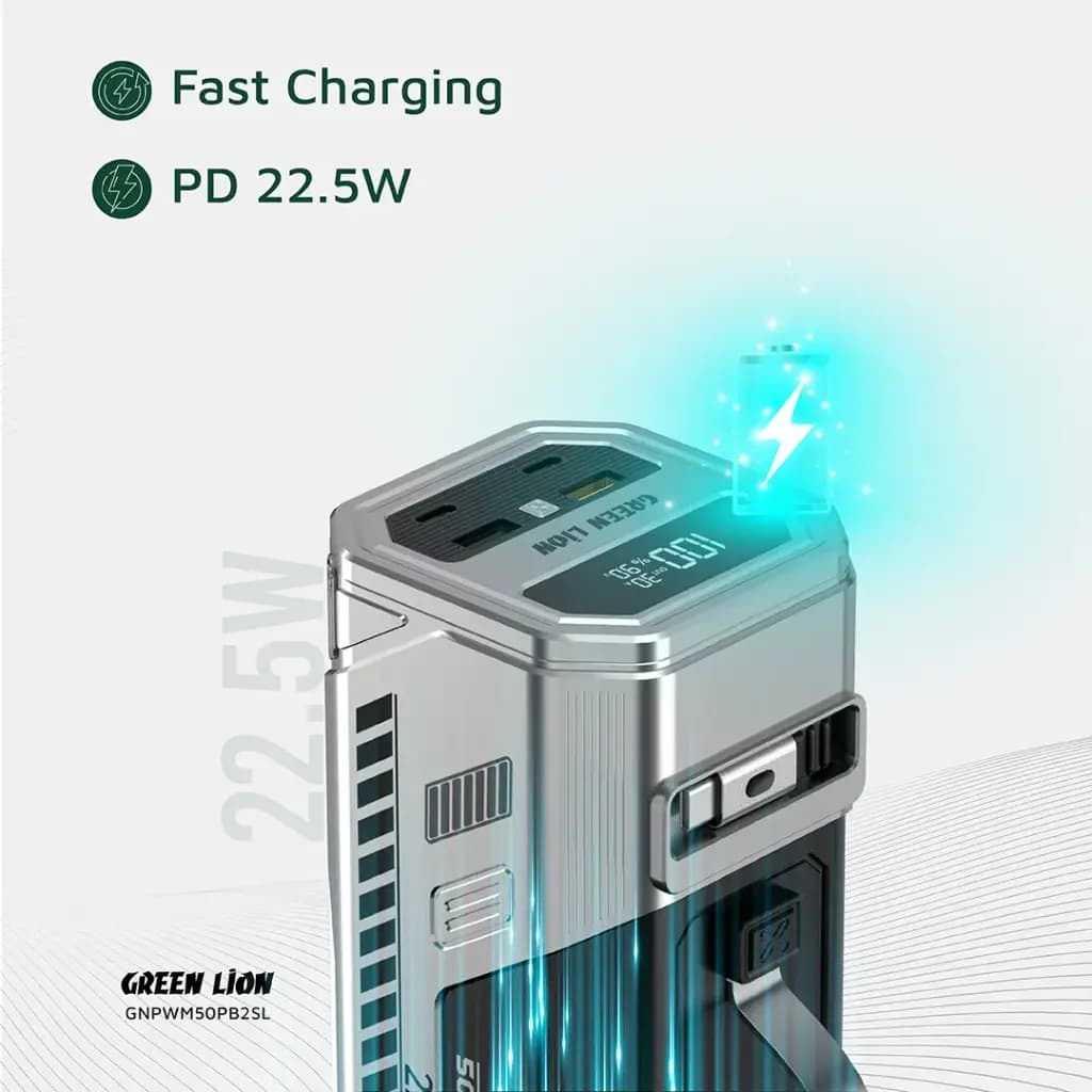 پاوربانک 50 هزار میلی آمپری 22.5 وات گرین لاین Green Lion 50000mAh Power Bank 22.5W — تصویر ۱۲