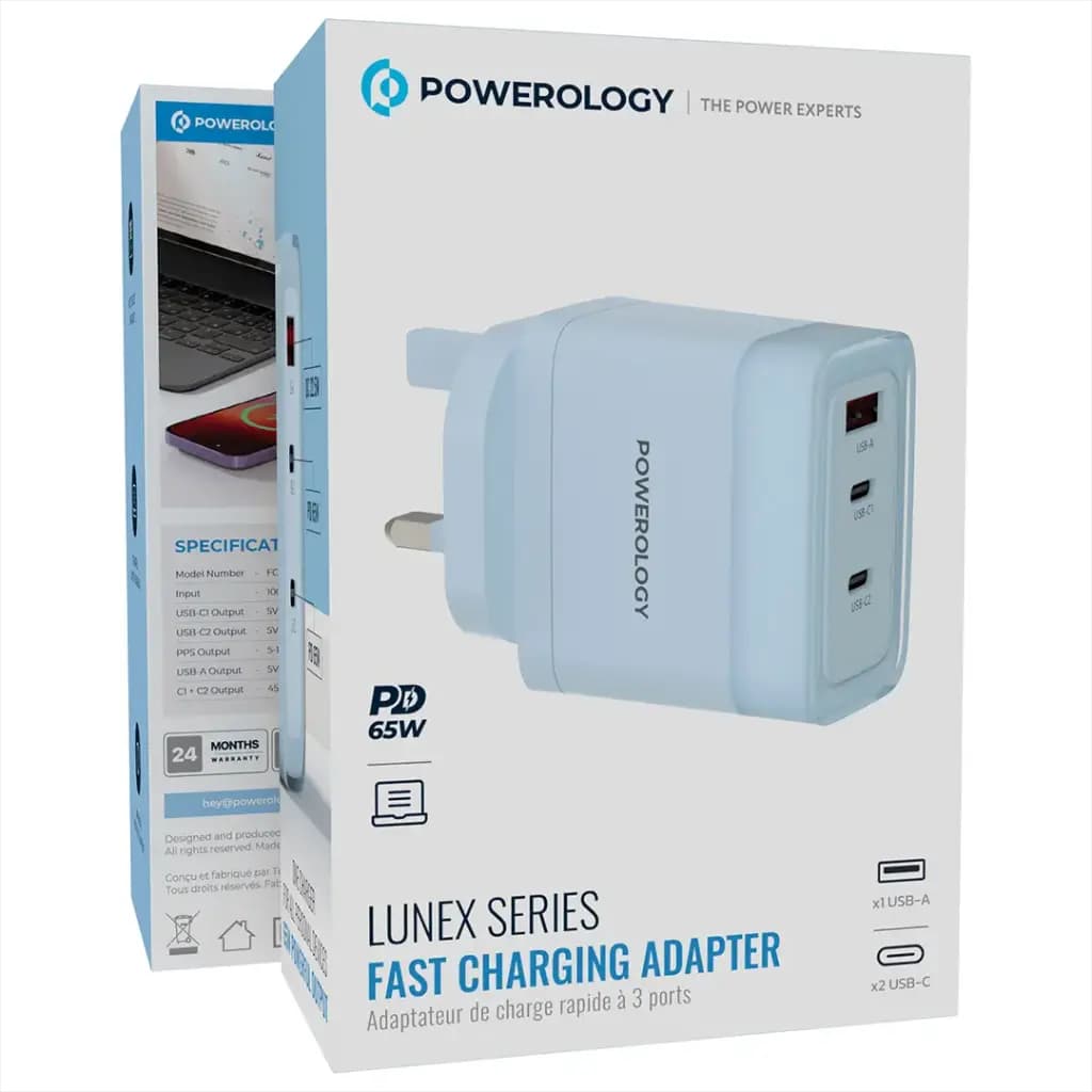 آداپتور شارژر پاورولوژی Powerology Lunex Series Fast Charging Adapter PD 65W — تصویر ۵