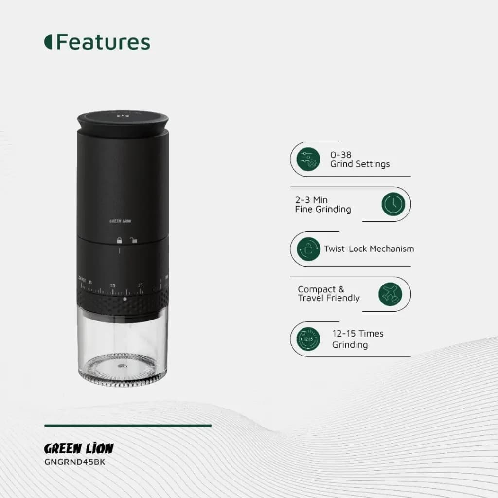 آسیاب قهوه شارژی گرین لاین Green Lion Grind Pro Coffee Grinder-Rechargeable — تصویر ۱۱