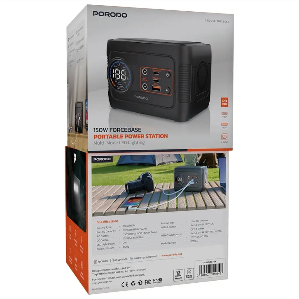 پاور استیشن پرودو Porodo 150W Forcebase Portable Power Station — تصویر ۷