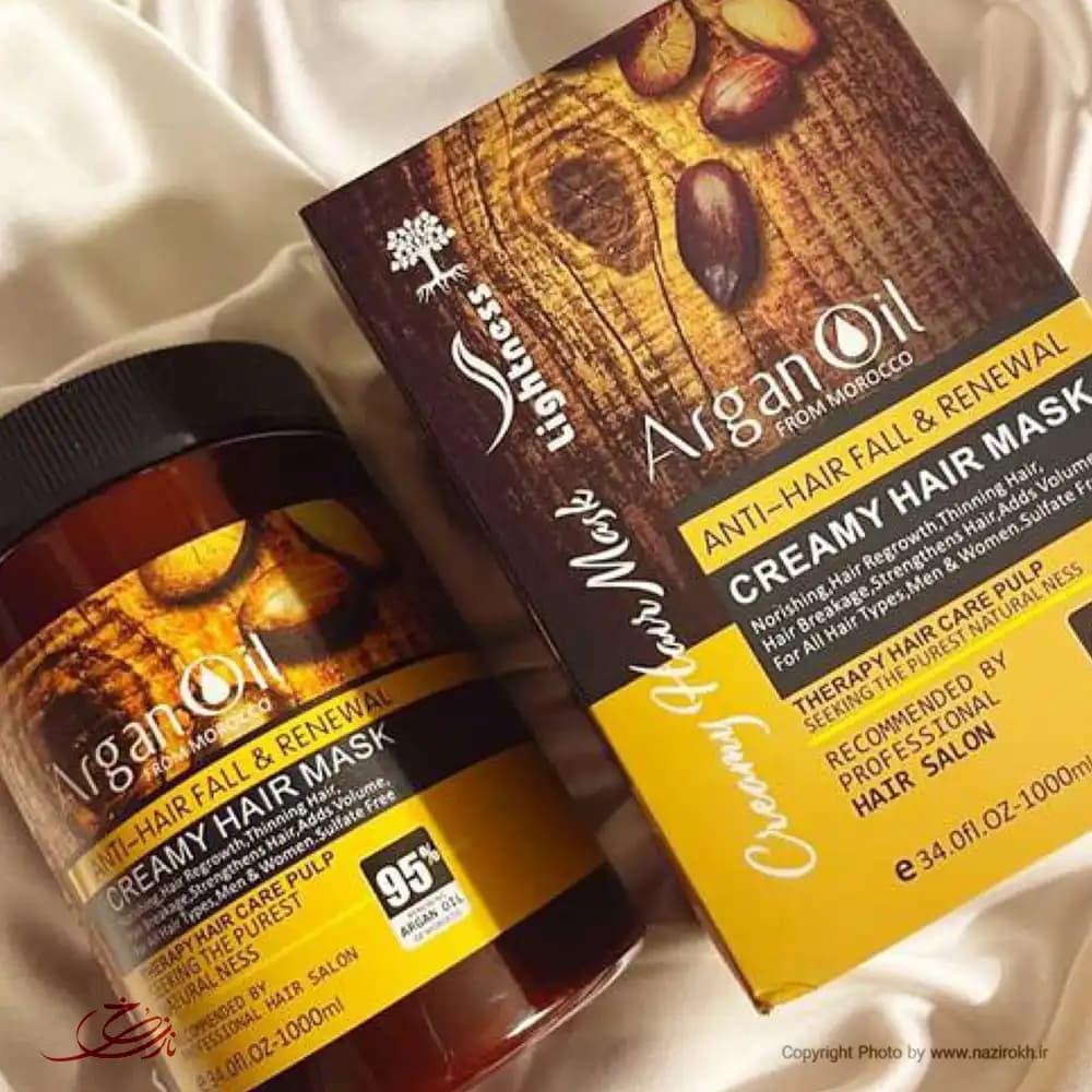 ماسک مو آرگان لایتنس Lightness argan oil حجم 1000 میلی لیتر