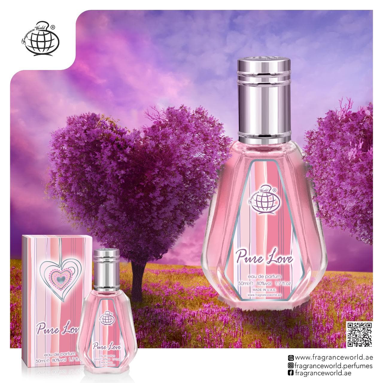 عطر ادکلن 50 میل پور لاو شرکت فراگرنس ورد امارات fragrance world 50ml pure love