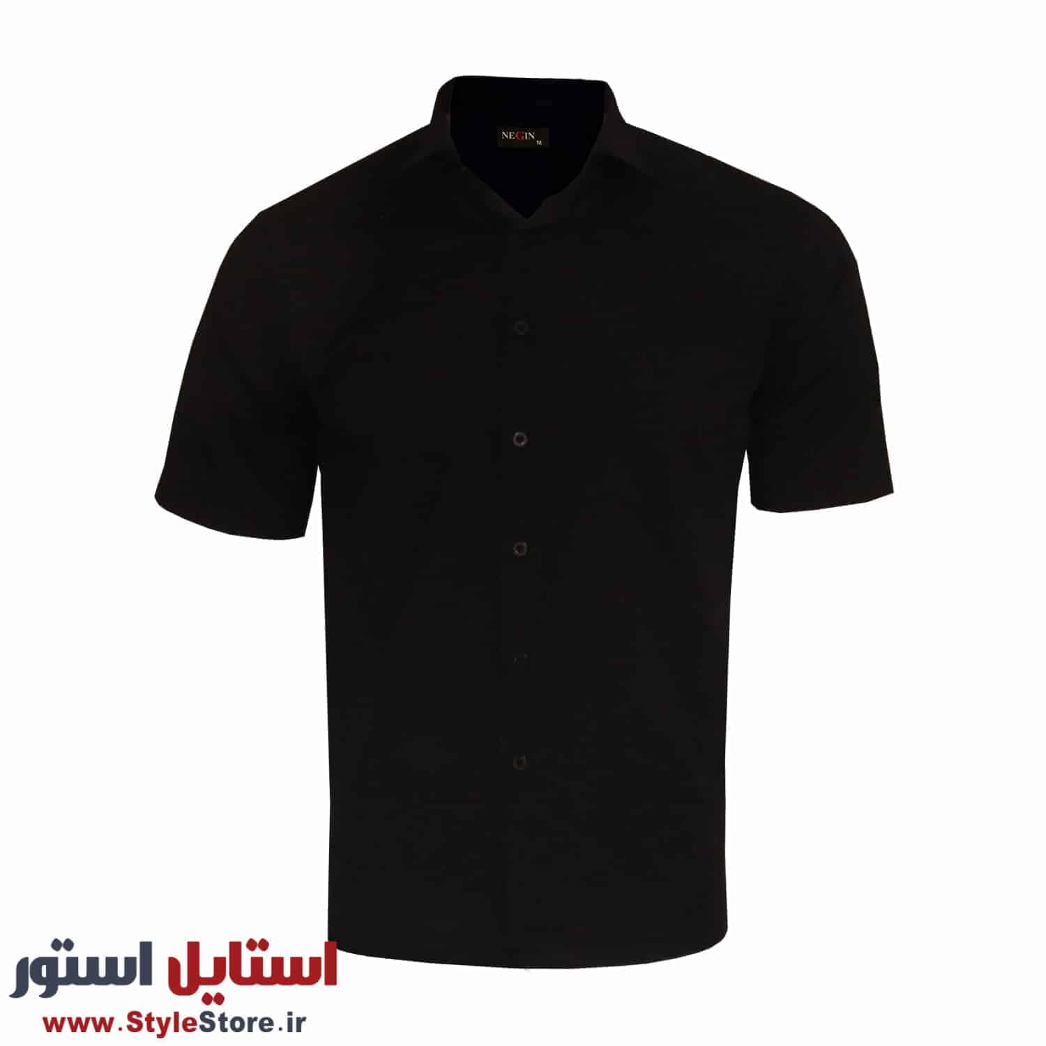 پیراهن آستین کوتاه مردانه نگین کد 20344 رنگ مشکی