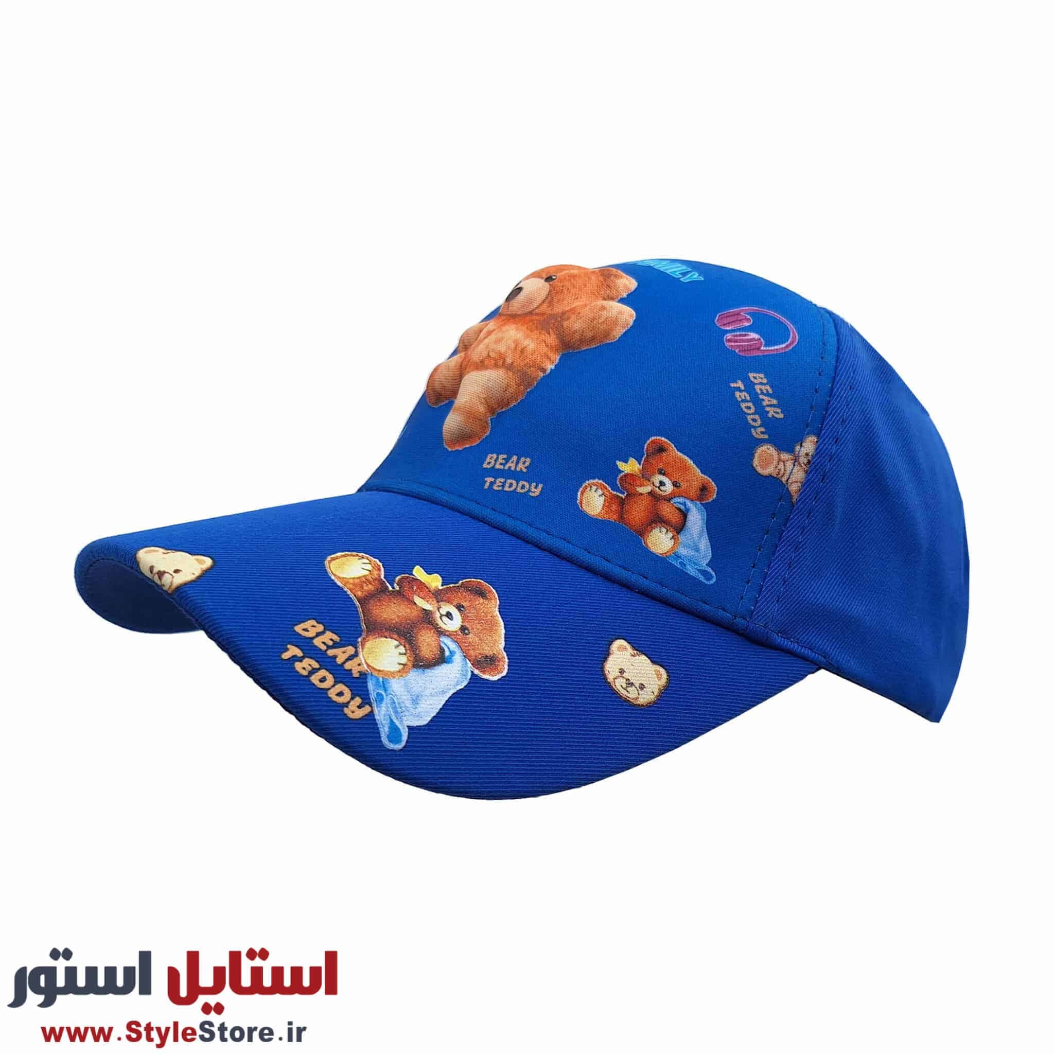 کلاه کپ پسرانه مدل خرس برجسته کد 1143 رنگ آبی — تصویر ۴