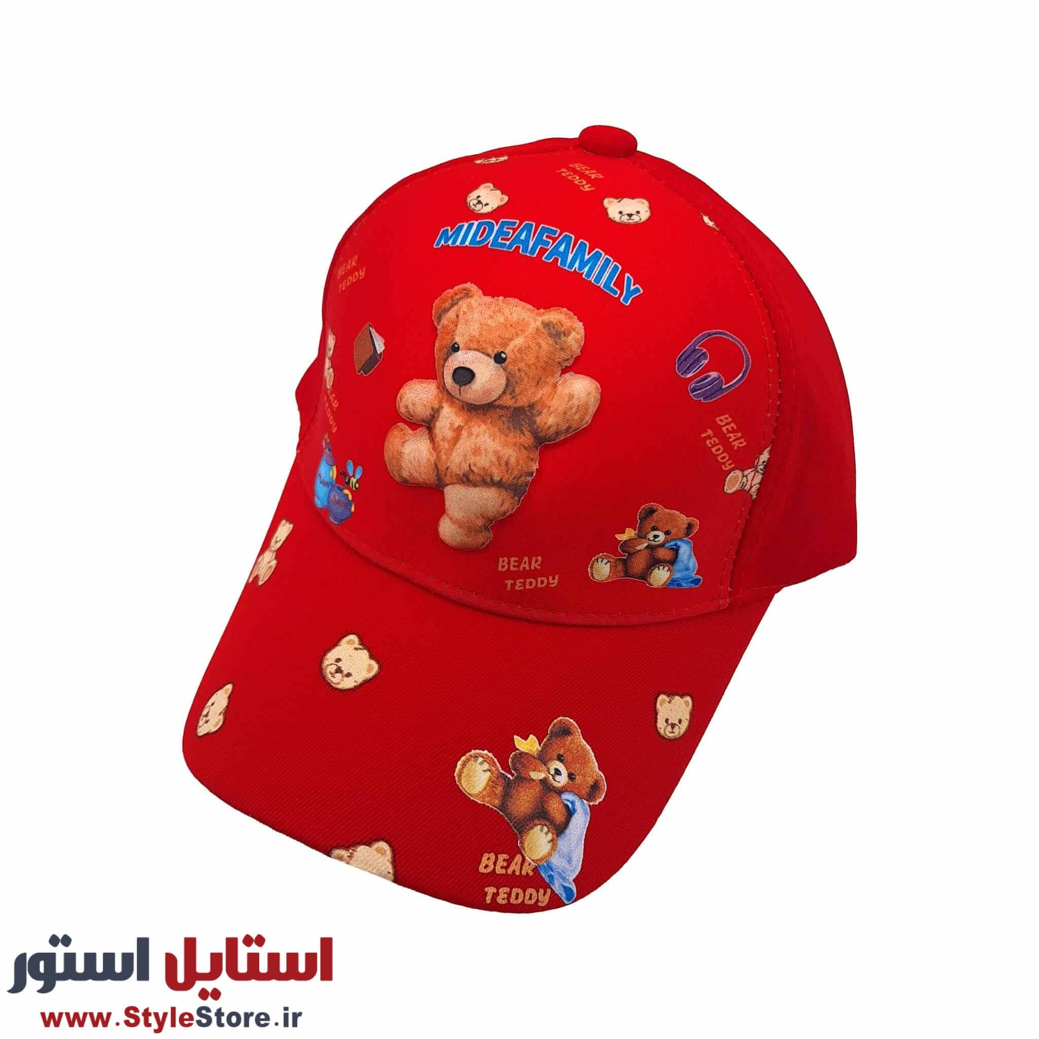 کلاه کپ پسرانه مدل خرس برجسته کد 1143 رنگ قرمز